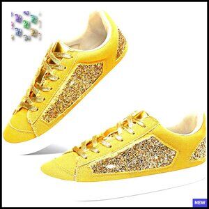 Glitter Sequin Sneakers Lace Up Fashion Comfortable Wedding Party Shoes